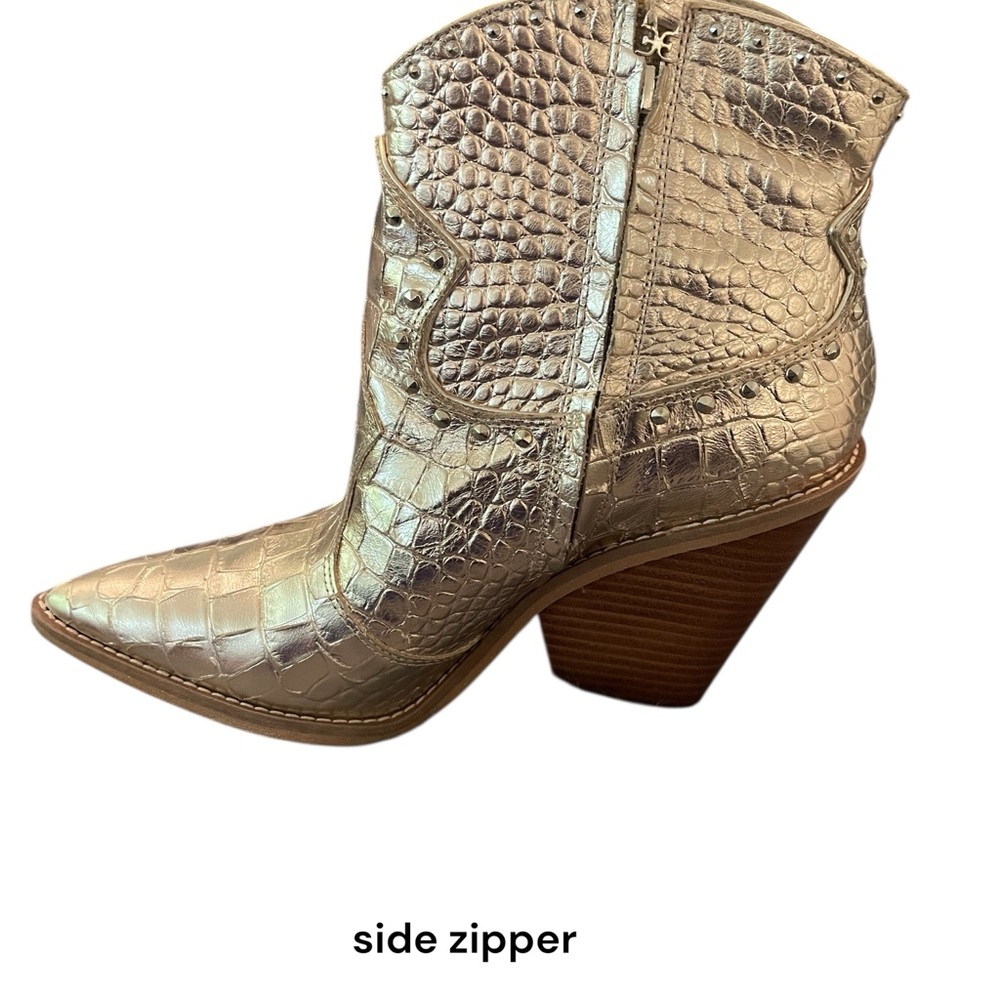 Sam Edelman Gold Ankle Booties with Western Flair